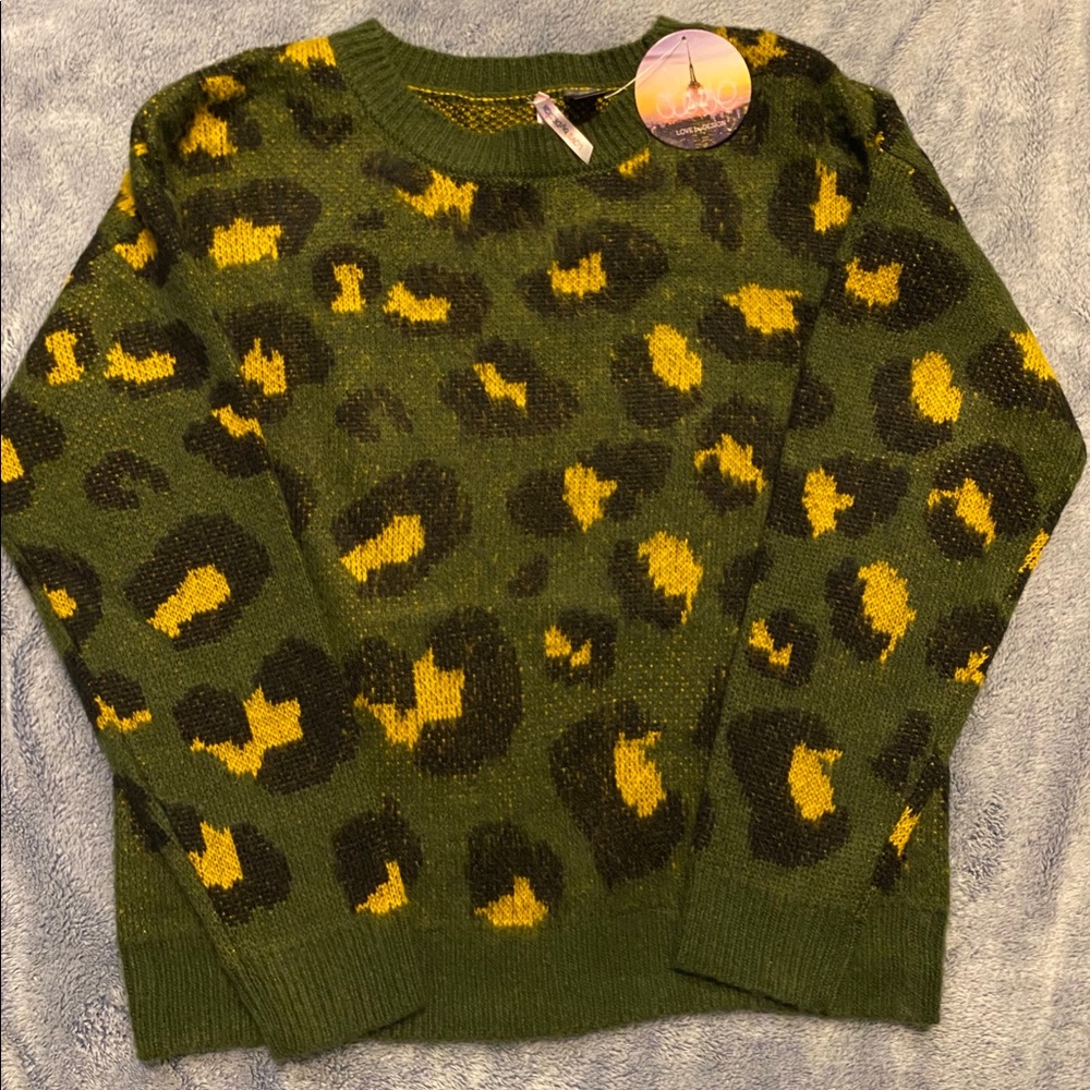 Love by Design Green Leopard Sweater